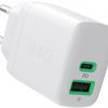 Зарядное устройство Greencell PowerSource Duo30 30 Вт переменного тока 1xUSB-C 1xUSB-A PD 3.0 QC 4.0+, белое
