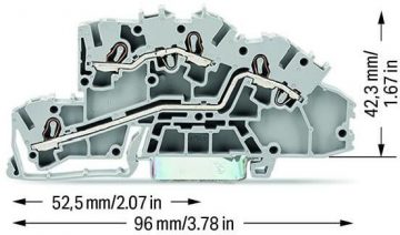 WAGO 2 līmeņu sliedes savienotājs 2,5 mm2 L/L pelēks 2003-7642 TOPJOBS 50 gab.