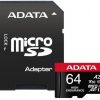 Высоконадежная карта памяти microSD Adata 64 ГБ UHS1 U3 V30 A2 100/80 МБ/с + адаптер