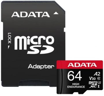 Высоконадежная карта памяти microSD Adata 64 ГБ UHS1 U3 V30 A2 100/80 МБ/с + адаптер