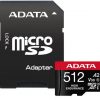 Высоконадежная карта памяти microSD Adata 512 ГБ UHS1 U3 V30 A2 100/85 МБ/с + адаптер