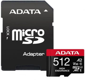 Высоконадежная карта памяти microSD Adata 512 ГБ UHS1 U3 V30 A2 100/85 МБ/с + адаптер