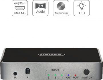 Unitek HDMI 1.4b 3 IN-1 OUT 4K signāla slēdzis