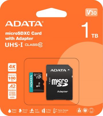 Adata Premier Pro 1TB UHS1 U3 V30 100/85MB/s microSD mälukaart + adapter
