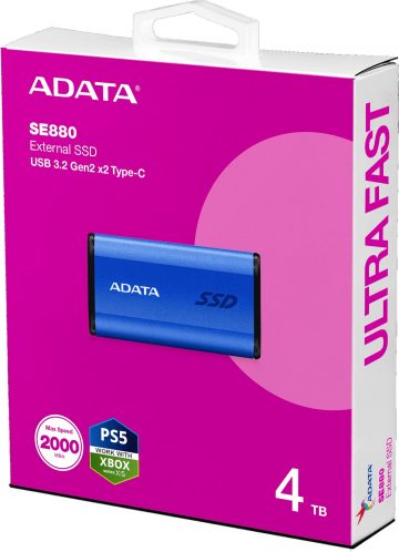 Внешний SSD-накопитель Adata SE880 4 ТБ USB3.2A/C Gen2x2, синий