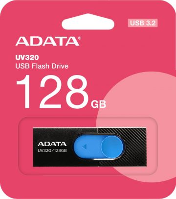 Adata UV320 128G USB 3.2 Gen1 USB zibatmiņa, melna un zila Adata UV320 128G USB 3.2 Gen1 USB zibatmiņa, melna un zila