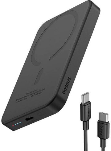 Powerbank Baseus Magnetic Mini P10022107113-00 5000mAh 20W PD INDUKTĪVS Qi USB-C USB-C KABELIS