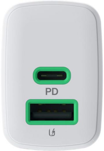 Зарядное устройство Greencell PowerSource Duo30 30 Вт переменного тока 1xUSB-C 1xUSB-A PD 3.0 QC 4.0+, белое
