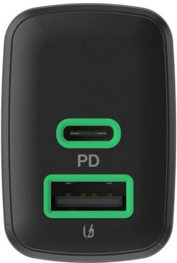 Зарядное устройство Greencell PowerSource Duo30 30 Вт переменного тока, 1 порт USB-C, 1 порт USB-A, PD 3.0 QC 4.0+, черное Зарядное устройство Greencell PowerSource Duo30 30 Вт переменного тока, 1 порт USB-C, 1 порт USB-A, PD 3.0 QC 4.0+, черное