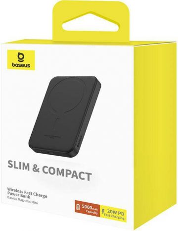 Powerbank Baseus Magnetic Mini P10022107113-00 5000mAh 20W PD INDUKTĪVS Qi USB-C USB-C KABELIS
