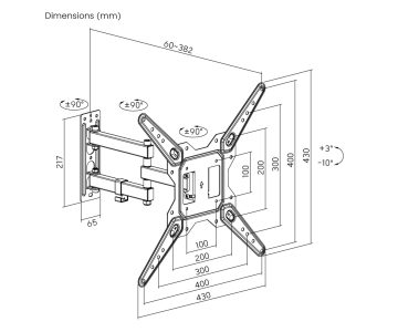 TELEVIZORA VAI MONITORA STIPRINĀJUMS BRATECK-LPA68-443 BRATECK