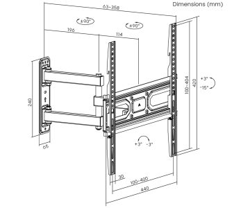 TELEVIZORA VAI MONITORA STIPRINĀJUMS BRATECK-LPA78-443 BRATECK