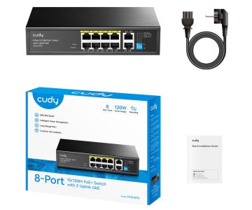 КОММУТАТОР POE FS1010PG 8-ПОРТОВЫЙ CUDY