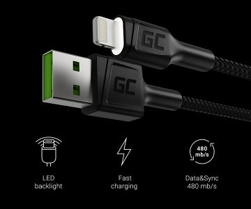 КАБЕЛЬ KABGC05 USB-A/LIGHTNING Ray 1,2 м Green Cell