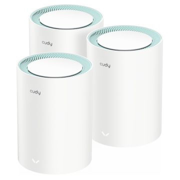 WI-FI MĀJAS SISTĒMA MESH M1300(3-PACK) 2.4 GHz, 5 GHz, 300 Mbps + 867 Mbps CUDYWI-FI MĀJAS SISTĒMA MESH M1300(3-PACK) 2.4 GHz, 5 GHz, 300 Mbps + 867 Mbps CUDY