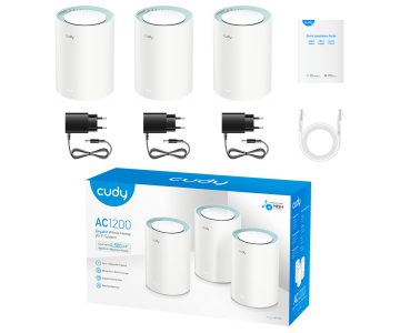 WI-FI MĀJAS SISTĒMA MESH M1300(3-PACK) 2.4 GHz, 5 GHz, 300 Mbps + 867 Mbps CUDY