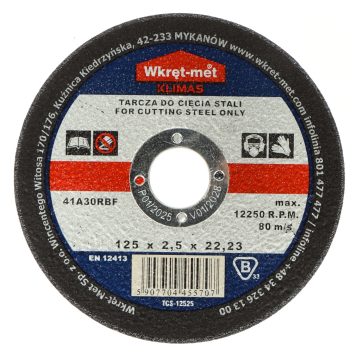 KORUNDA DISKS TĒRAUDA GRIEŠANAI TCS-12525 125 mm WKRĘT-MET KLIMASKORUNDA DISKS TĒRAUDA GRIEŠANAI TCS-12525 125 mm WKRĘT-MET KLIMAS