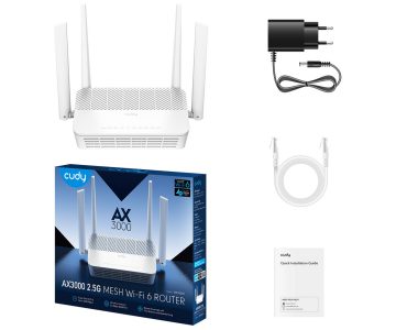ROUTER WR3000H Wi-Fi 6 2.4 GHz, 5 GHz 574 Mbps + 2402 Mbps CUDY