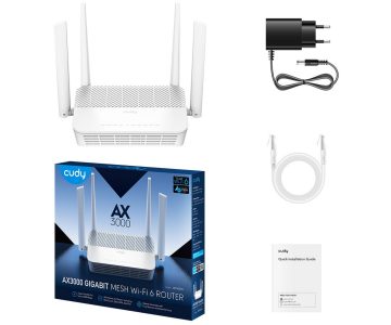 ROUTER WR3000S Wi-Fi 6 2.4 GHz, 5 GHz 574 Mbps + 2402 Mbps CUDY