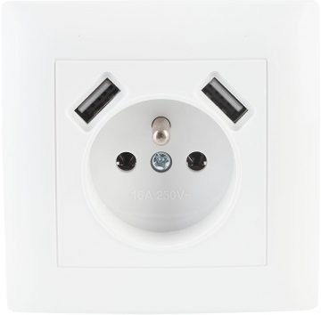 Viena kontaktligzda ar zemējumu un USB VCX WESA LC 13A BaltaViena kontaktligzda ar zemējumu un USB VCX WESA LC 13A Balta
