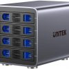 Unitek RAID korpuss SATA 2,5 collu/3,5 collu diskdziņiem, 8 režīmi, 80 TB, USB-C