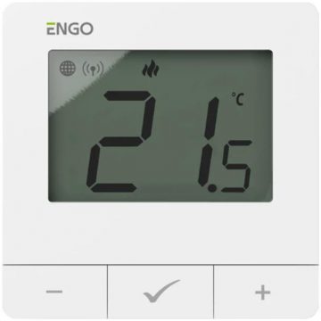 ENGO Controls E25-230W - Temperatūras regulators, 230V, balts, internets, virsmas montāžas ZigBee/868MHzENGO Controls E25-230W - Temperatūras regulators, 230V, balts, internets, virsmas montāžas ZigBee/868MHz