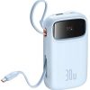 Baseus QPow 2 10000mAh 30W Power Bank ar 2 iebūvētiem USB-C kabeļiem - zils Baseus QPow 2 10000mAh 30W Power Bank ar 2 iebūvētiem USB-C kabeļiem - zils