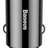 Baseus apaļais automašīnas lādētājs 30W 5A USB-C, USB-A, melns