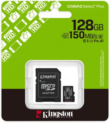 Kingston Canvas Select Plus microSDXC C10 UHS-1 128GB microSD atmiņas karte 128GBKingston Canvas Select Plus microSDXC C10 UHS-1 128GB microSD atmiņas karte 128GB