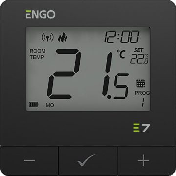 ENGO Controls E7-RFB — programmējams bezvadu temperatūras regulators, melns