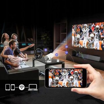 Zenwire R1 Full HD pārnēsājamais projektors ar Android Wifi un Bluetooth, pagriežams