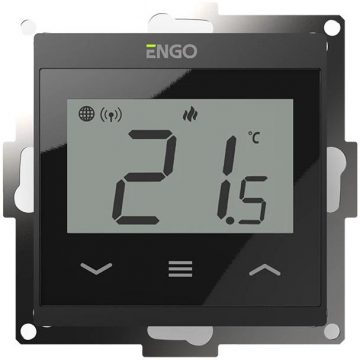 ENGO Controls E55-B - Temperatūras regulators 55x55 rāmim, 230V, melns, internets, Wi-Fi ENGO Controls E55-B - Temperatūras regulators 55x55 rāmim, 230V, melns, internets, Wi-Fi