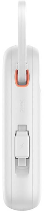 Baseus QPow 2 10000mAh 30W Power Bank ar 2 iebūvētiem USB-C kabeļiem - balts