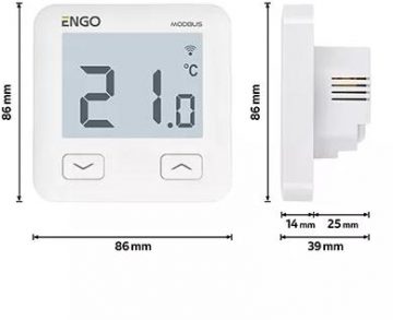 ENGO Controls E10-MBUSW - Temperatūras regulators, MODBUS, 230 V, internets, iebūvējams, Wi-Fi