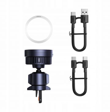 AUTO TURĒTĀJS INDUKTĪVAIS LĀDĒTĀJS Baseus MagPro BS-CW04 Qi 2.0 15W MagSafe GRILĒTS MELNS