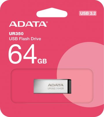 Adata UR350 64GB USB3.2 Gen2 metāla, melna zibatmiņa
