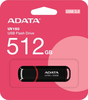 Adata UV150 512GB USB3.2 USB zibatmiņa, melna Adata UV150 512GB USB3.2 USB zibatmiņa, melna
