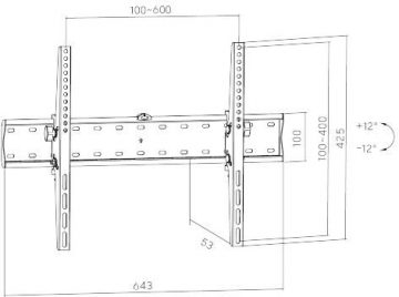 Getfort LED/LCD televizora stiprinājums 37-70 collas 40 kg Vesa 600x400 slīpumsGetfort LED/LCD televizora stiprinājums 37-70 collas 40 kg Vesa 600x400 slīpums