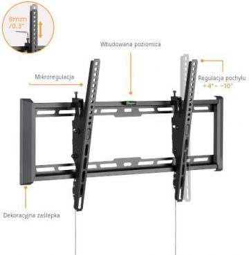 Getfort LED/LCD televizora stiprinājums 37-80 collas 75 kg Vesa 650x405 slīpumsGetfort LED/LCD televizora stiprinājums 37-80 collas 75 kg Vesa 650x405 slīpums