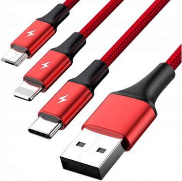Unitek 3-in-1 USB uzlādes kabelis C4049RD