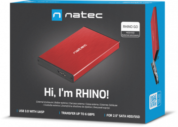 Natec Rhino Go SATA 2,5 collu USB 3.0 ārējā cietā diska korpuss, sarkans