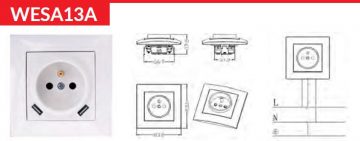 Viena kontaktligzda ar zemējumu un USB VCX WESA LC 13A Balta