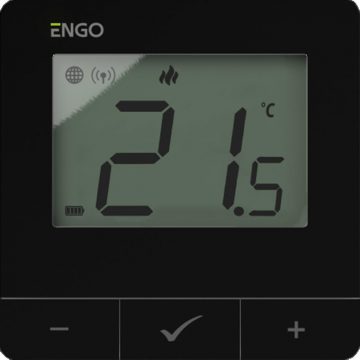 ENGO Controls E20i-B - Temperatūras regulators, bezvadu, ar akumulatoru darbināms, Wi-Fi, internets, melns, 868MHz ENGO Controls E20i-B - Temperatūras regulators, bezvadu, ar akumulatoru darbināms, Wi-Fi, internets, melns, 868MHz