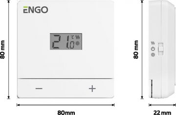 ENGO Controls EASY-24W - Temperatūras regulators, 24 V, dienas režīms, balts, virsmas montējams ENGO Controls EASY-24W - Temperatūras regulators, 24 V, dienas režīms, balts, virsmas montējams