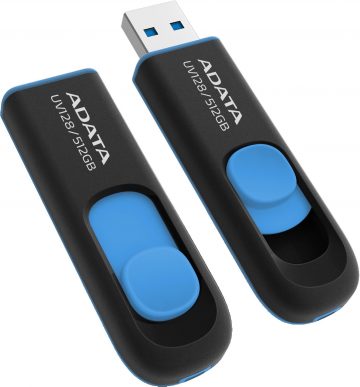 Adata UV128 512GB USB 3.2 Gen1 USB zibatmiņa, melna un zila