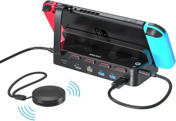 Unitek dokstacija Nintendo Switch konsolei, PD 100W, HDMI 4K, RJ-45, karšu lasītājs