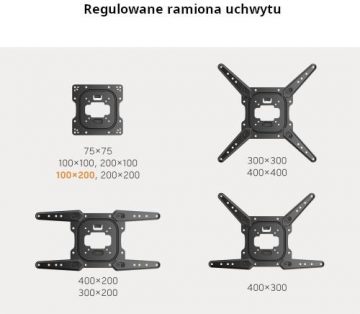 Getfort LED/LCD televizora stiprinājums 23-65 collas 30kg Vesa 400x400 pilnas kustības