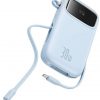 Baseus QPow 2 10000mAh 30W Power Bank ar 2 iebūvētiem USB-C kabeļiem - zils Baseus QPow 2 10000mAh 30W Power Bank ar 2 iebūvētiem USB-C kabeļiem - zils