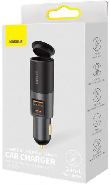 Baseus Share Together automašīnas lādētājs 120W 3A 1x USB-A 1x USB-C PD 30W QC 4.0+