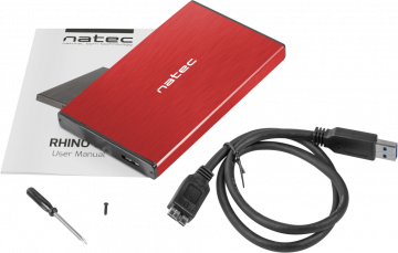 Natec Rhino Go SATA 2,5 collu USB 3.0 ārējā cietā diska korpuss, sarkans